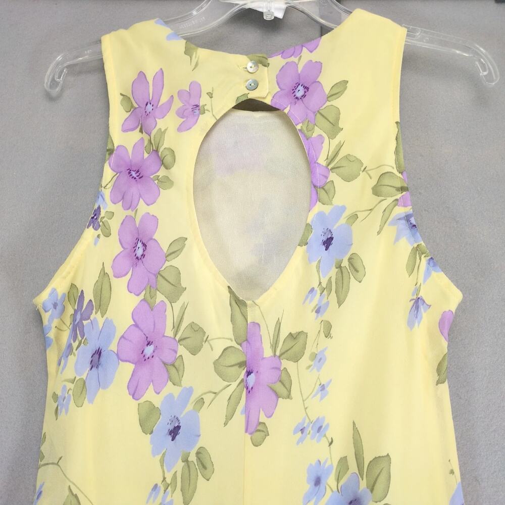Vtg 90s Y2K California Concepts Yellow Floral Sleeveless Maxi Dress Sz 11 Spring - Picture 3 of 10